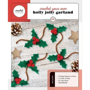 Lovereading Crochet Your Own Holly Jolly Garland Includes: 32-Page Instruction Book, 3 Colors of Yarn, Crochet Hook, Yarn Needle